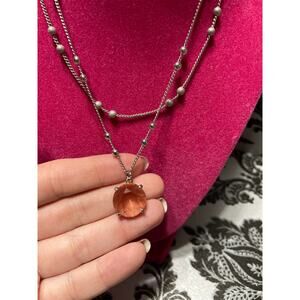 Melania Clara Silver with pink pendant necklace